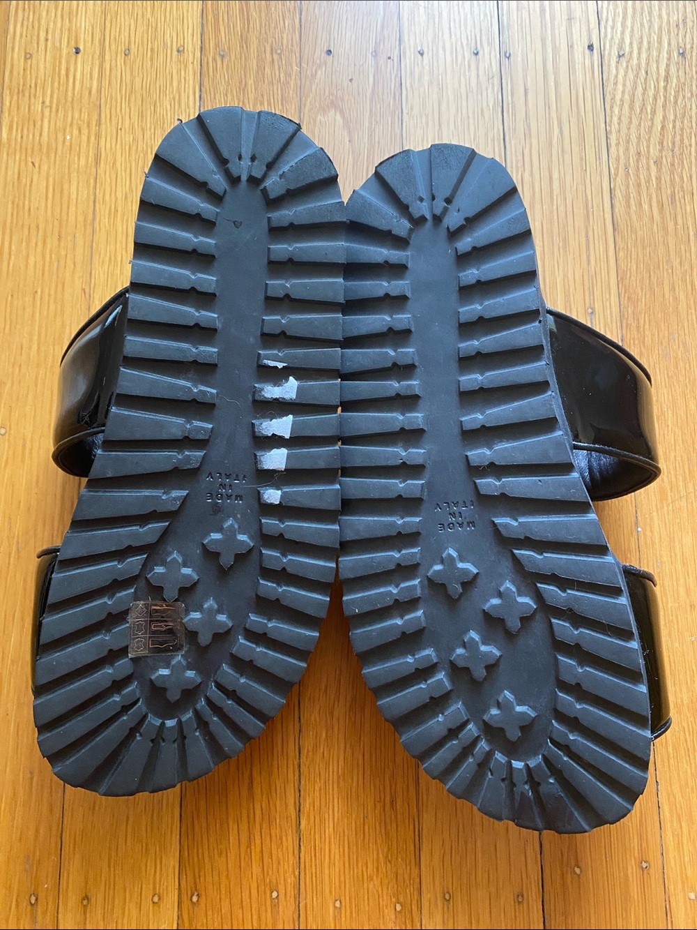 Gia Borghini Perni Black Patent Leather Lug Sole Slide Sandals Size 38 US 7 - Picture 7 of 13